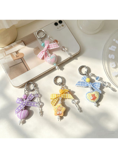 Keypus - Cartoon Bow Beaded Phone Charm Keychain