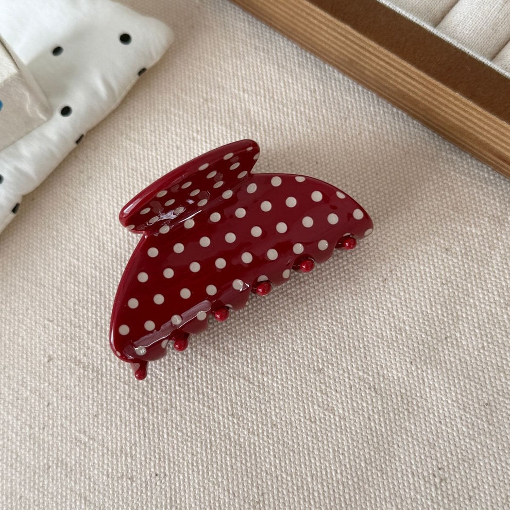 Beau - Polka Dot Fan Shape Acetate Claw Clip