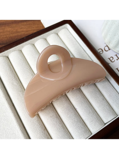 Beau - Glossy Geometric Ring Detail Half Moon Claw Clip