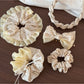 Gifty - Floral Ruffle Trim Polyester Fabric Scrunchie