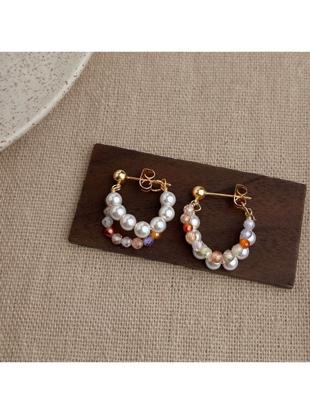 Earedge - Elegant Colorful Beaded Hoop Earrings