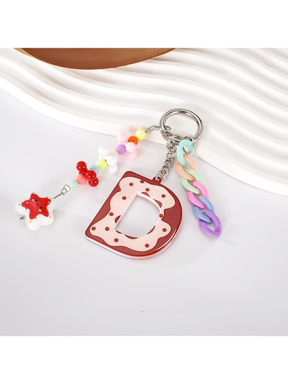 Keypus - Acrylic Letter Star Bead Chain Detail Keychain