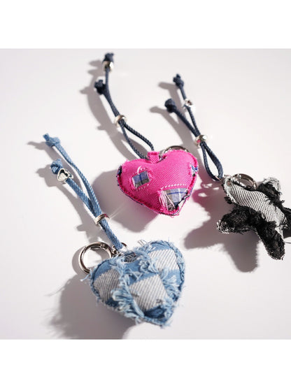 Keypus - Cartoon Denim Heart-shaped Keychain