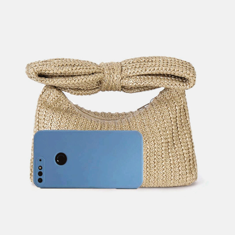 Bacio - Woven Wristlet Clutch with Bow Detail