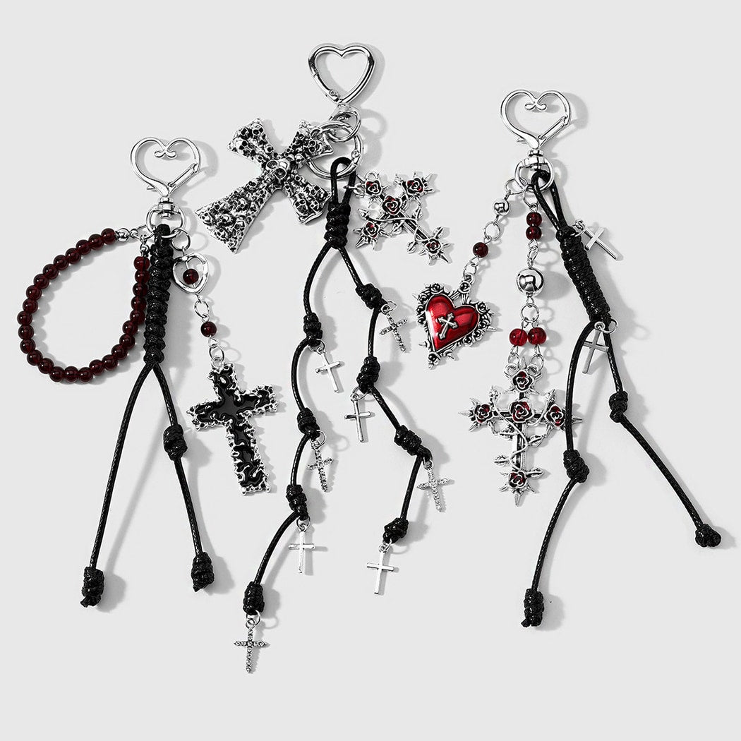 Keypus - Halloween Thorn Rose Skull Cross Keychain