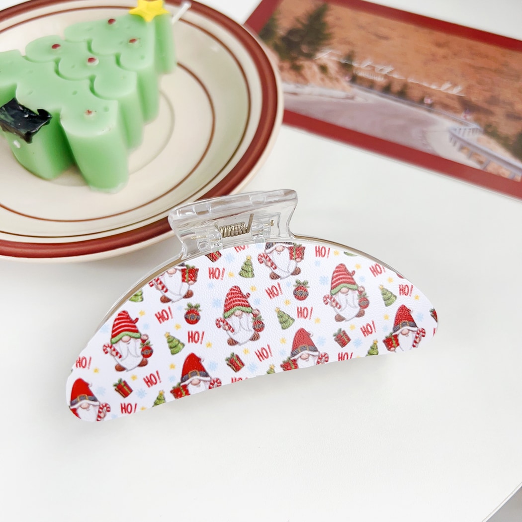 Beau - Classic Christmas Theme Print Claw Clip