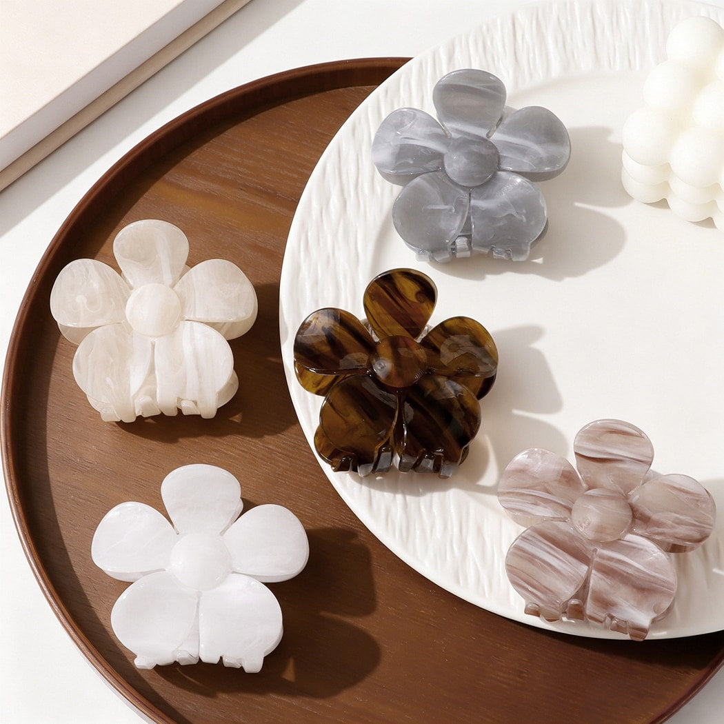 Beau - Muted Marble Floral Design Claw Clip