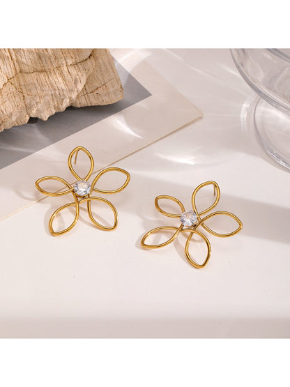 Earedge - Chic Openwork Flower Earrings