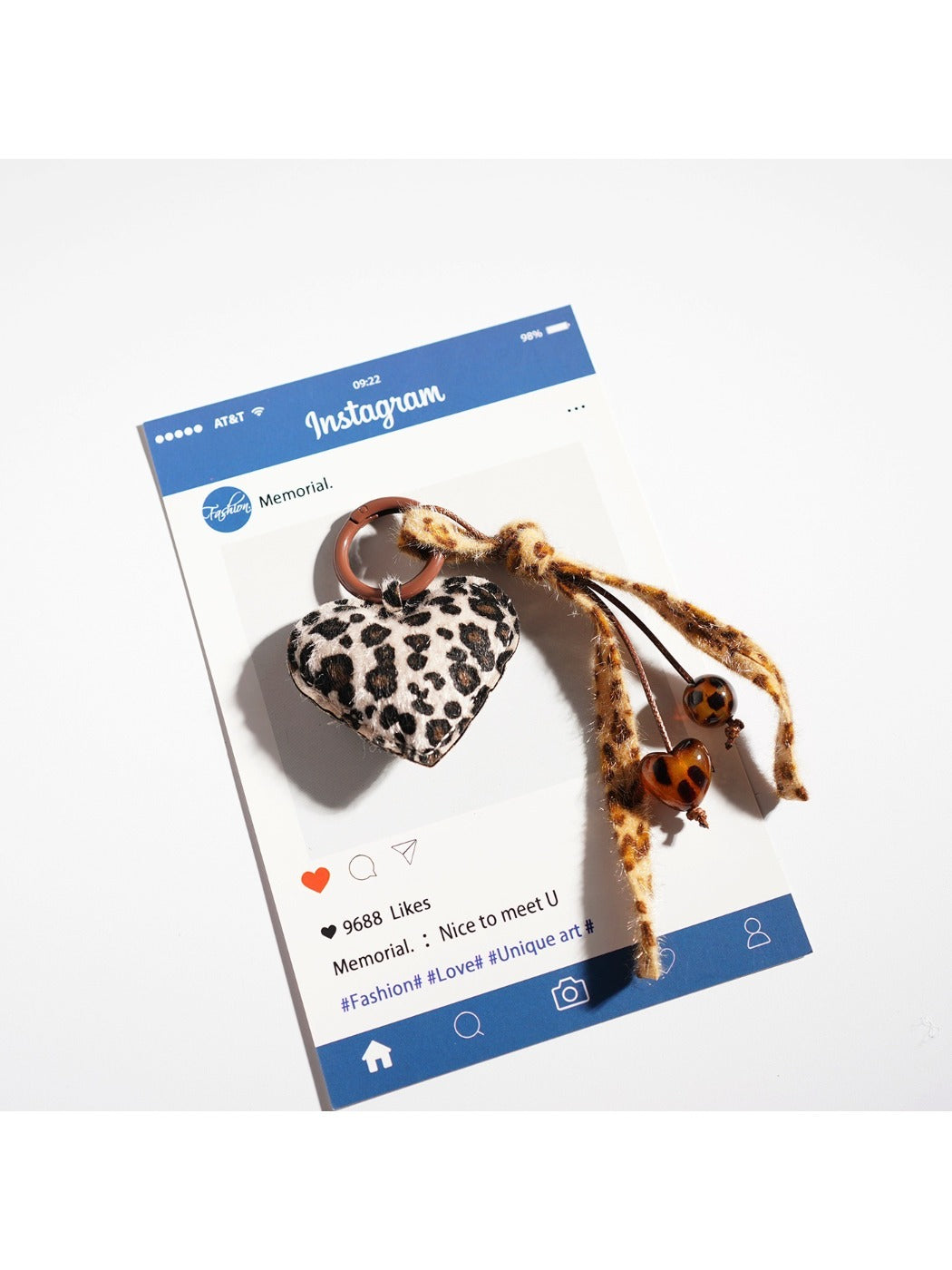 Keypus - Retro Leopard Print Heart Keychain