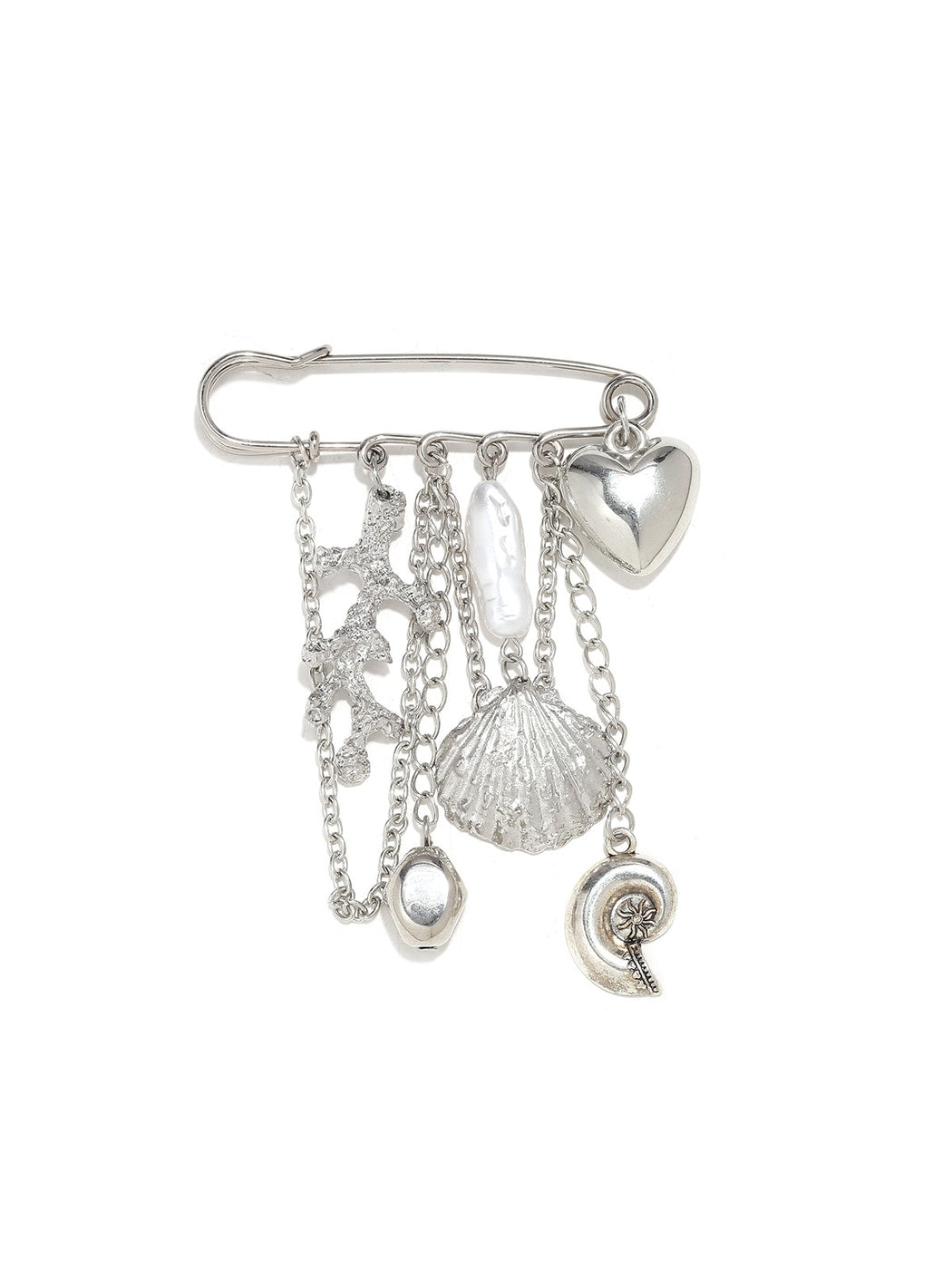 Brovia - Retro Inspired Heart Charm Tassel Brooch