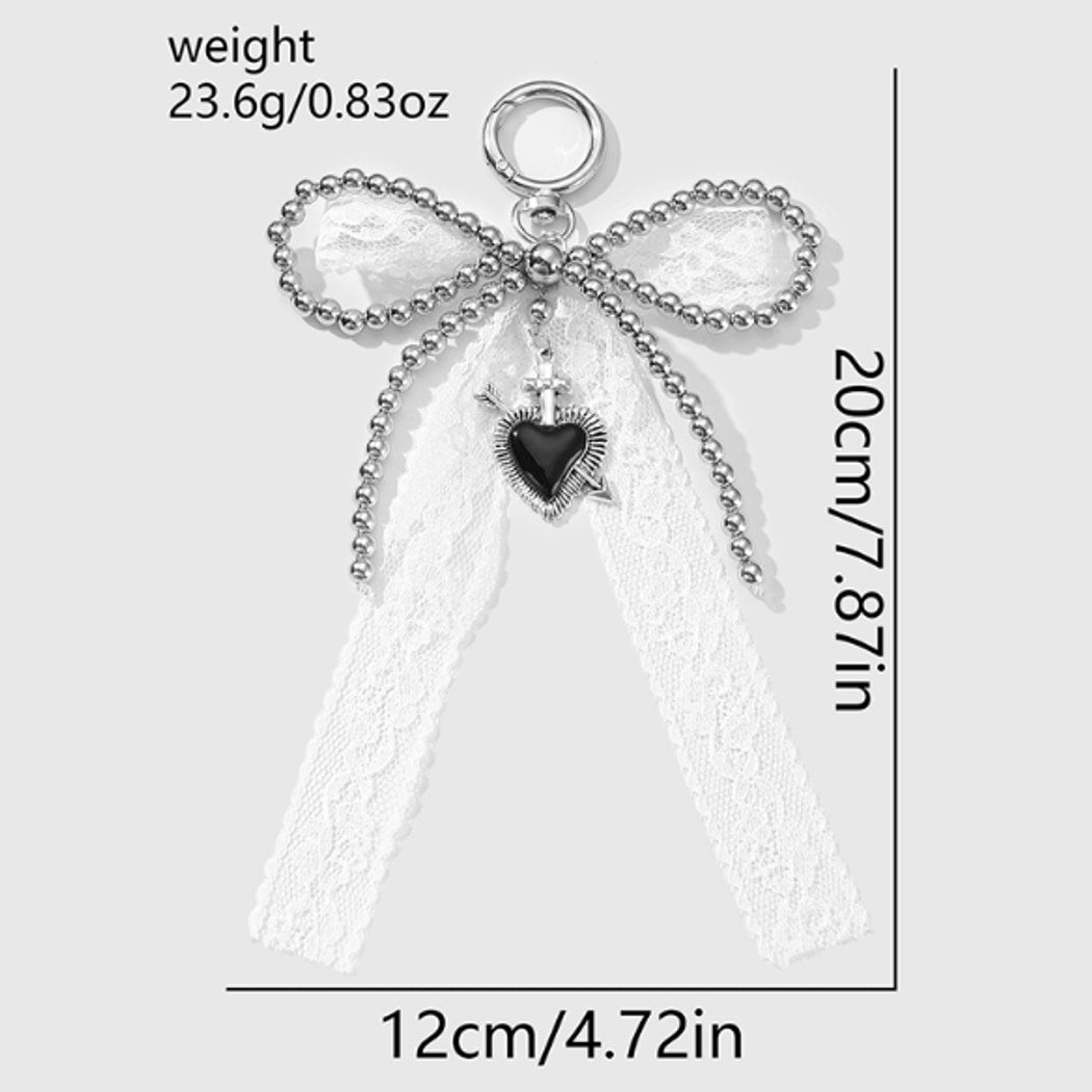 Keypus - Y2K Lace Bow Heart Cross Keychain