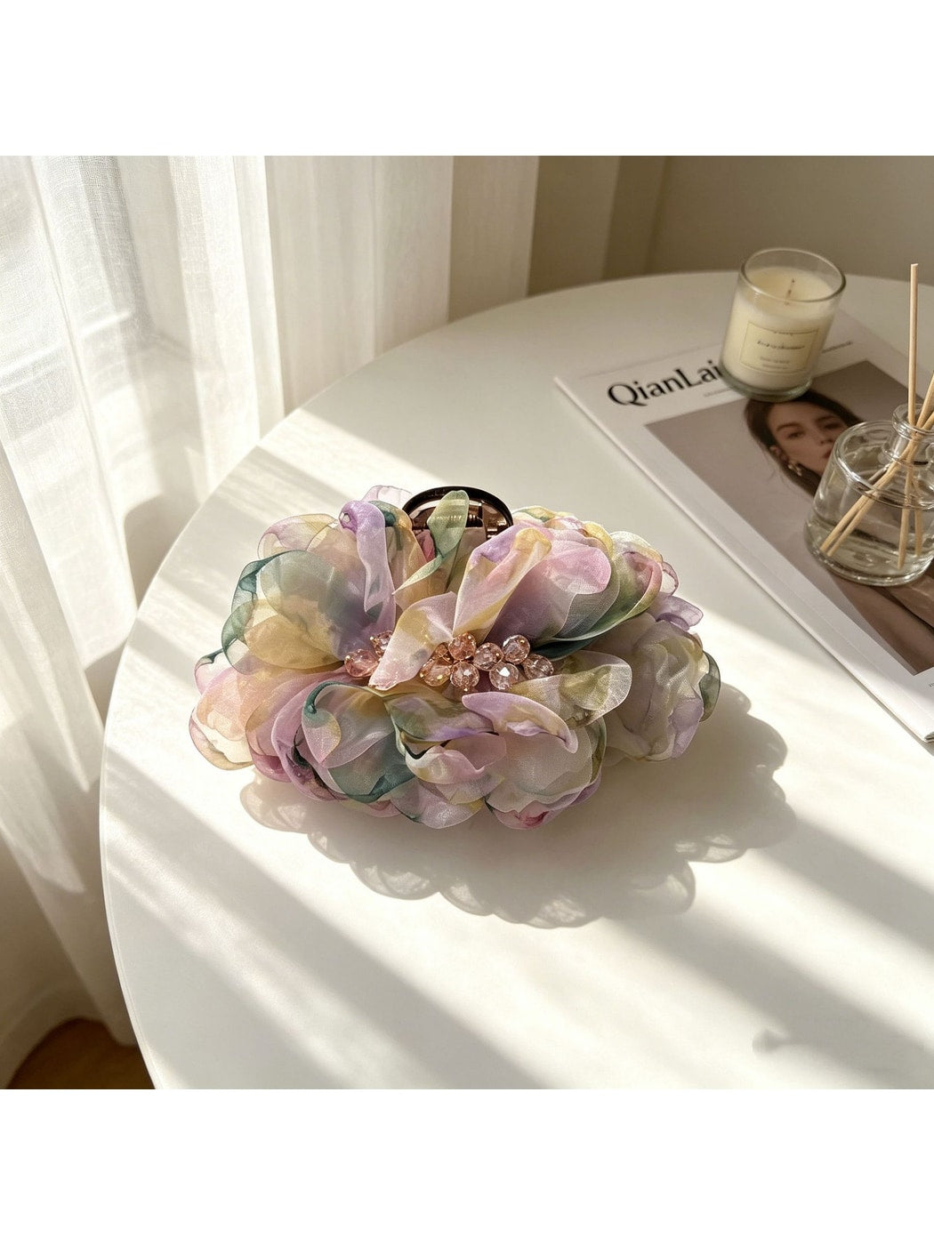 Beau - Polyester Floral Cluster Decorative Claw Clip