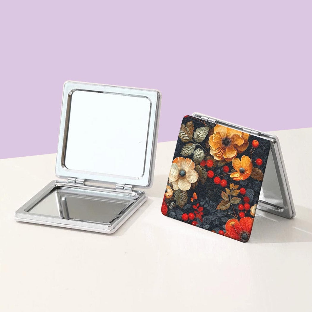 Mirroray - Retro Floral Print Foldable Portable Makeup Mirror