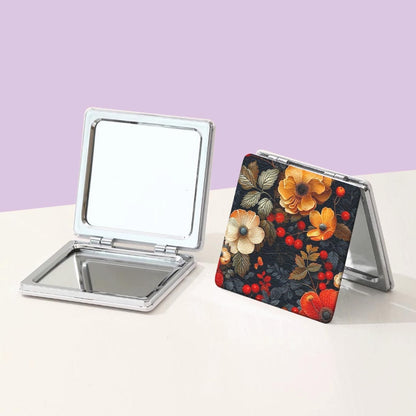 Mirroray - Retro Floral Print Foldable Portable Makeup Mirror