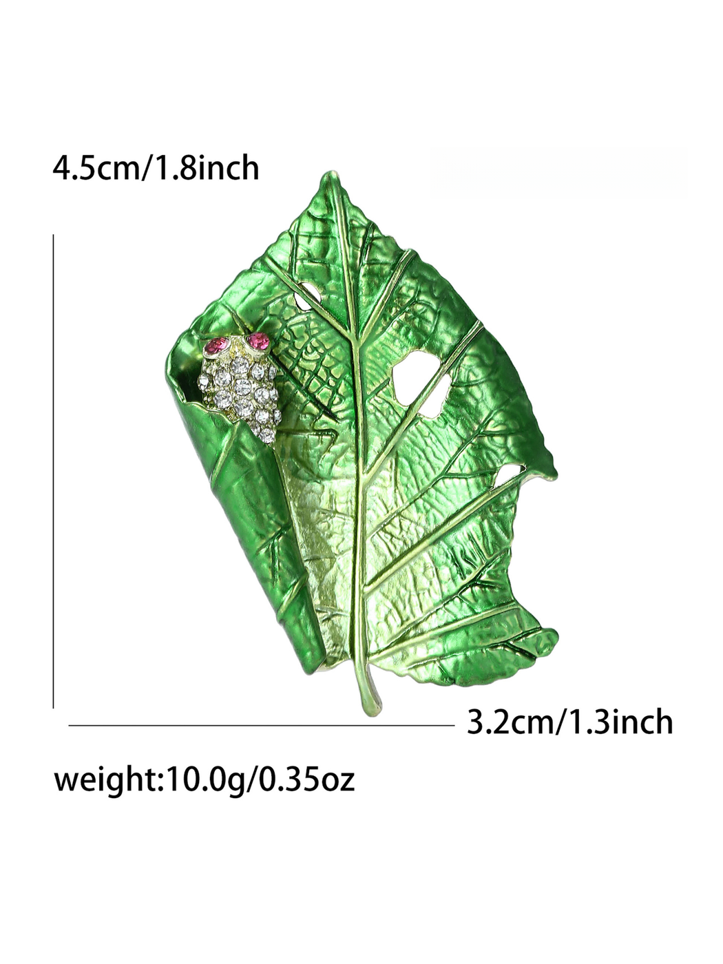 Brovia - Green Leaf Rhinestone Alloy Fashion Brooch