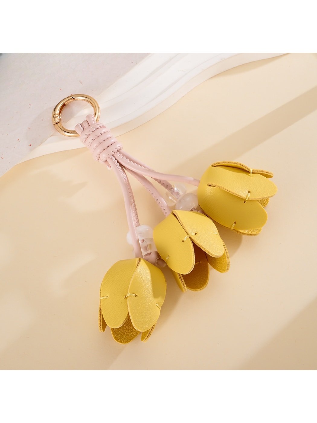 Keypus - Faux Leather Tulip Flower Bag Charm Keychain