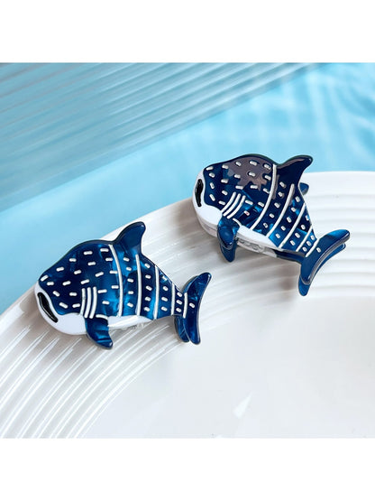 Beau - Glossy Whale Motif Acetate Claw Clip