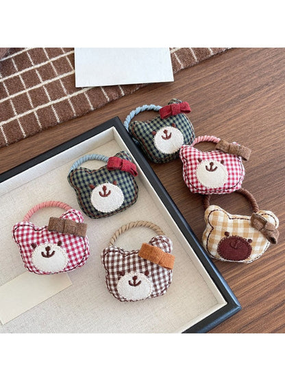 Gifty - Adorable Plaid Bear Hair Tie Set