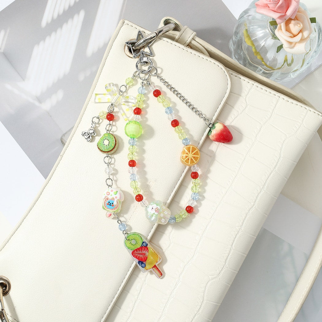Keypus - Cute Cartoon Fruit Motif Beaded Keychain