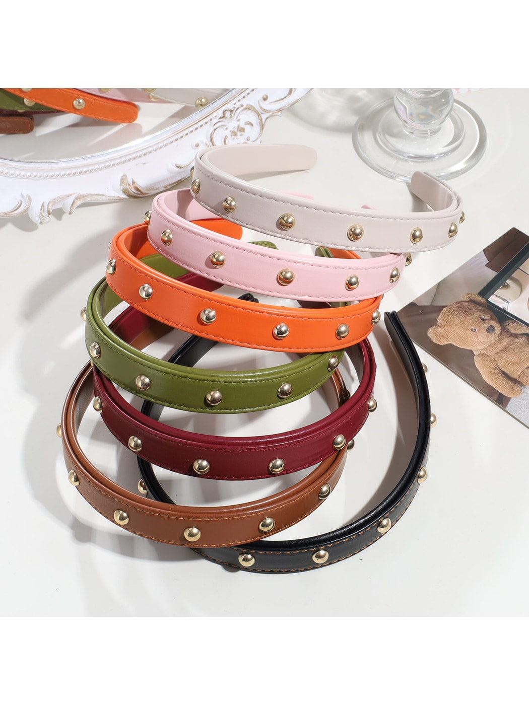 Gifty - PU Leather Studded Retro Style Headband