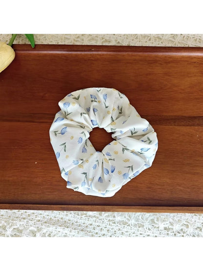 Gifty - Sweet Tulip Print Polyester Fabric Scrunchie