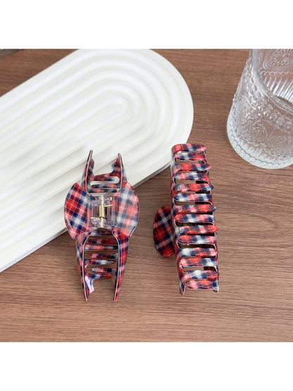 Beau - Plaid Color Block Hair Claw Clip