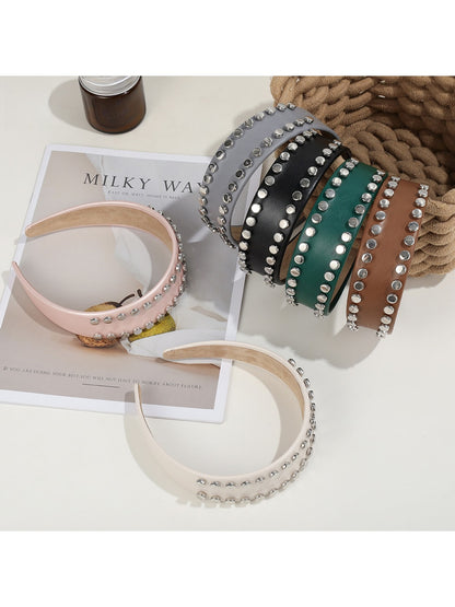 Gifty - PU Double Row Studded Geometric Headband
