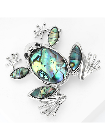 Brovia - Alloy Frog Inlay Fashion Accent Brooch Pin