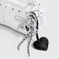 Keypus - Faux Leather Heart and Beaded Bow Charm Keychain