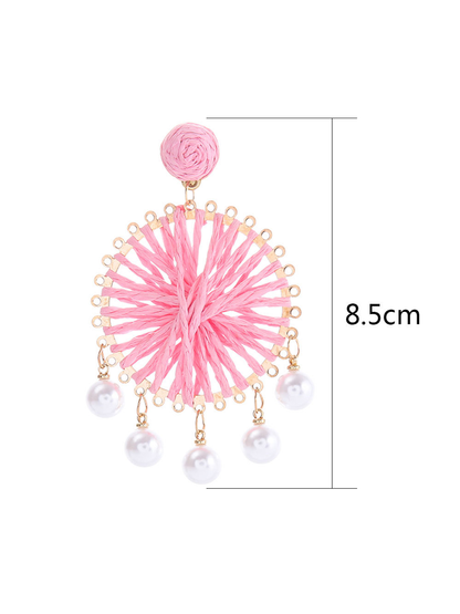 Earedge - Geometric Round Pendant Drop Earrings