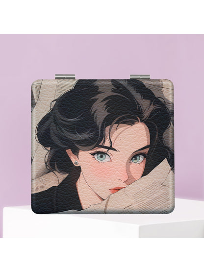 Mirroray - Cute Girl Print Folding Makeup Mirror