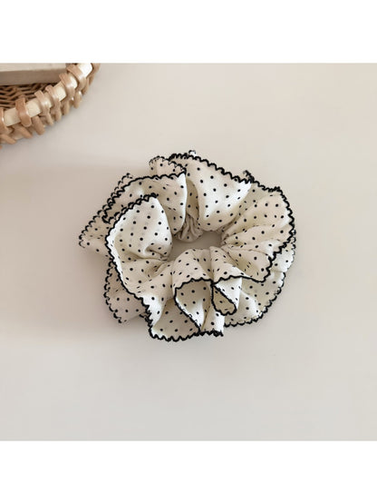 Gifty - Ruffled Polka Dot Scalloped Edge Scrunchie