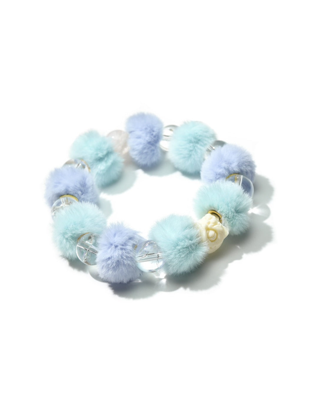 Close-up of Lovra beaded bracelet showing detailed pastel beads and elastic band