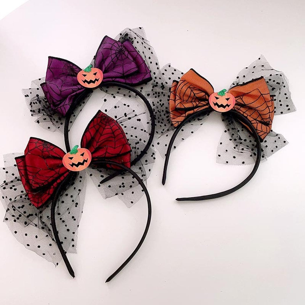 Gifty - Halloween Pumpkin Bow Hat Shaped Headband