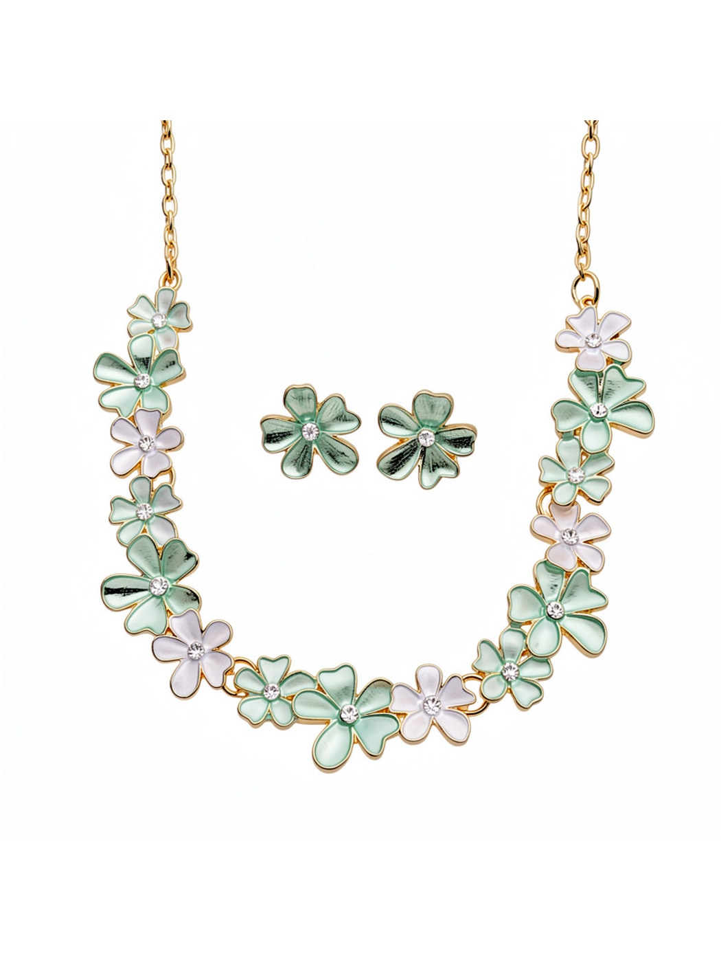 Nozari - Alloy Floral Stud Earrings and Necklace Set