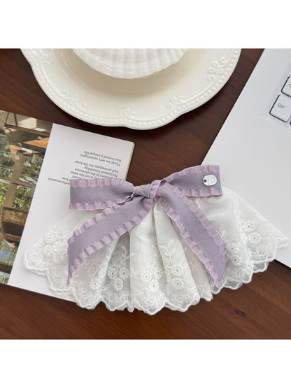 Beau - Layered Lace Bow Accent Hair Clip