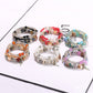 Close-up of Lovra elegant beaded multi-row bracelet with gold and pearl beads