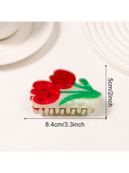 Beau - Sweet Floral Glossy PVC Hair Claw Clip