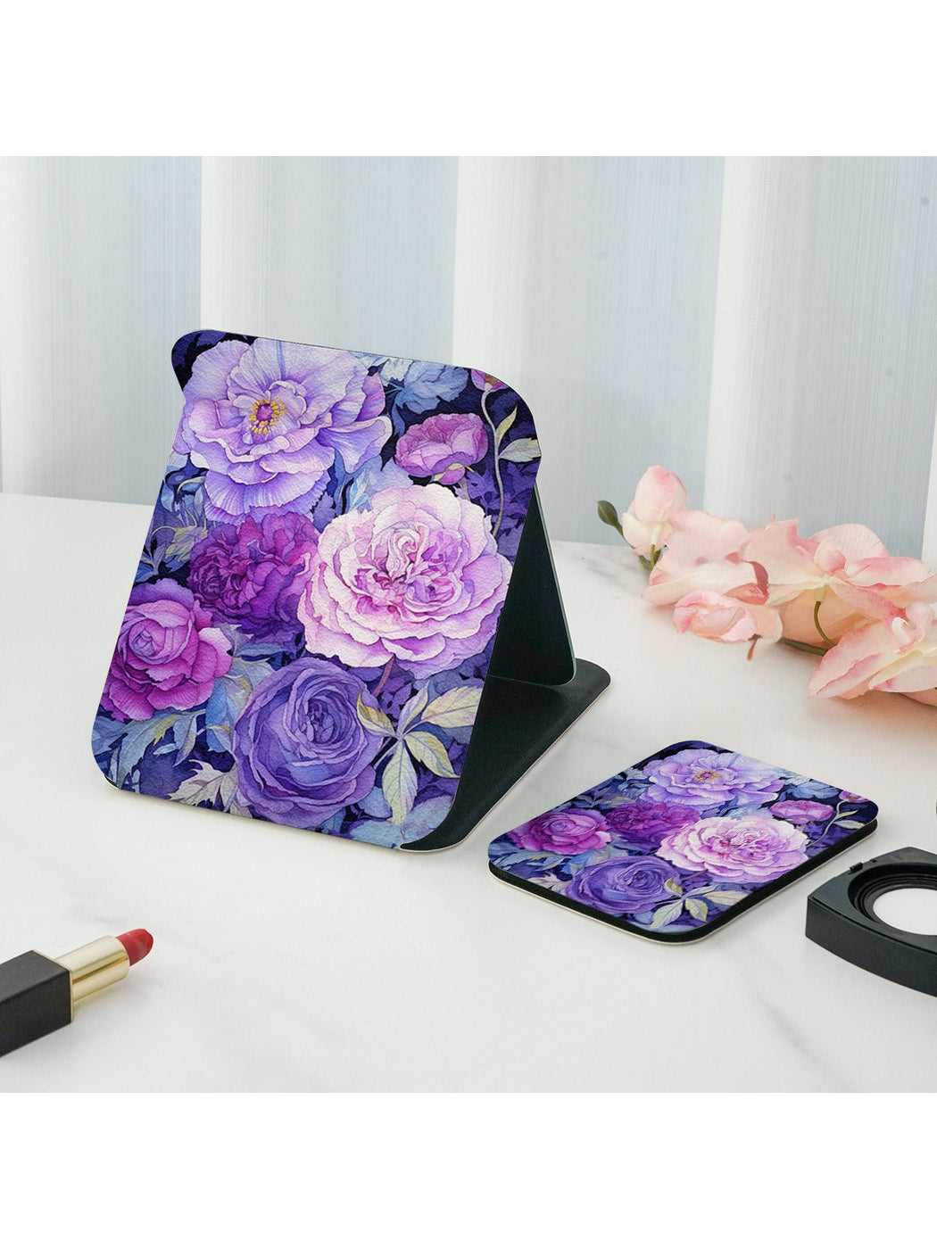 Mirroray - Floral Print Folding Desktop Vanity Mirror