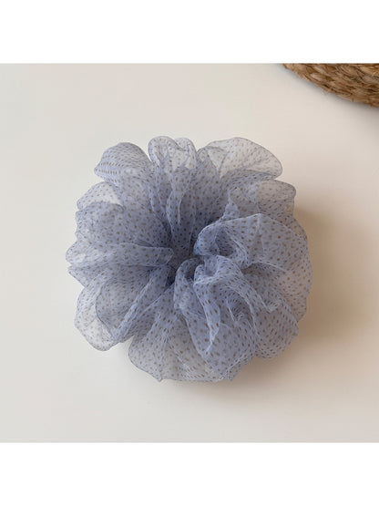 Gifty - Ruffled Polka Dot Polyester Mesh Hair Scrunchie