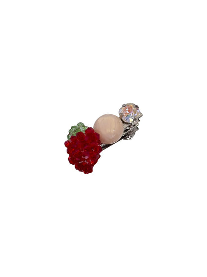 Beau - Strawberry Beaded Fruit Design Bang Hair Clip