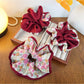 Gifty - Vintage Red Floral Print Scrunchie
