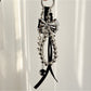 Keypus - Black Bow Beaded Charm Key Ring Keychain