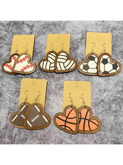 Earedge - Wooden Heart Sport Earrings