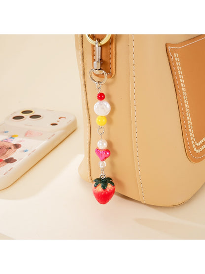Keypus - Acrylic Beaded Tomato Phone Charm Keychain