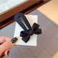 Beau - Simple Bow Side Hair Snap Barrette Clip
