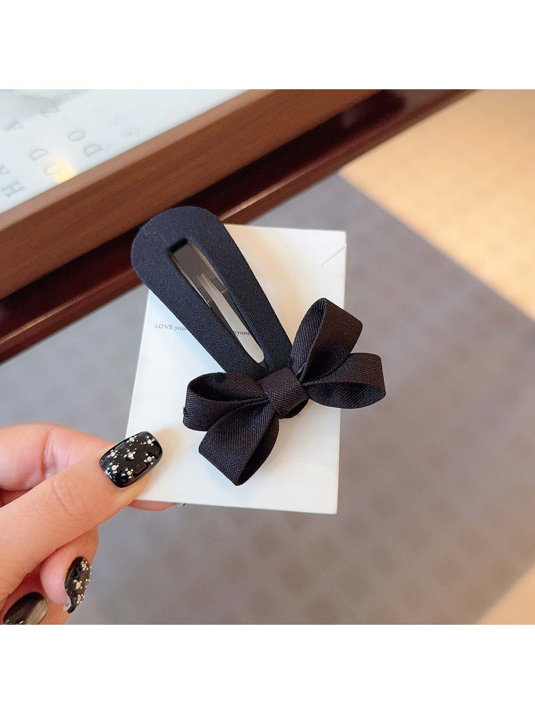 Beau - Simple Bow Side Hair Snap Barrette Clip