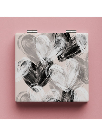 Mirroray - Minimalist Heart Pattern Square Compact Mirror