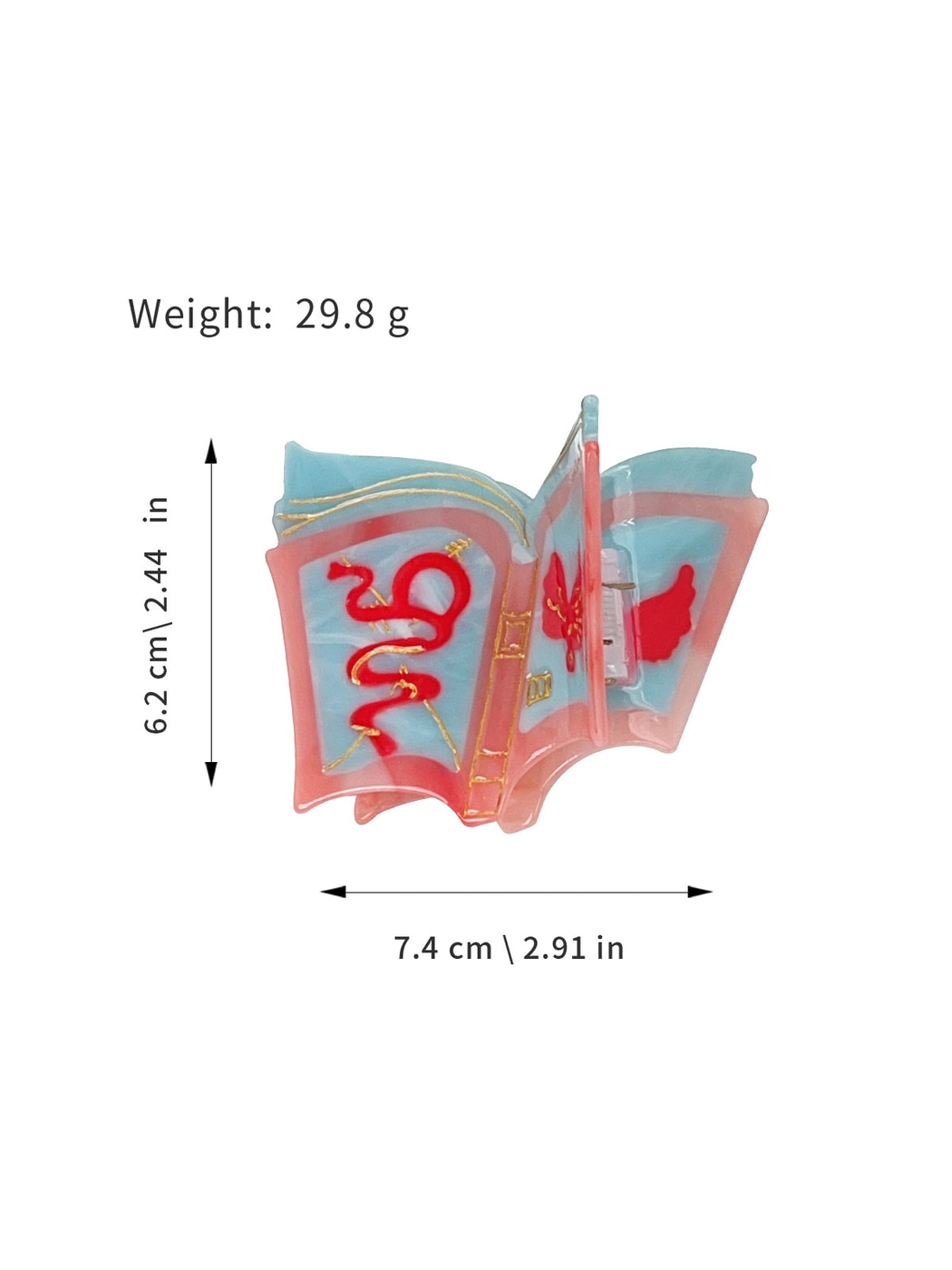 Beau - Printed Book Shape Acetate Hair Claw Clip