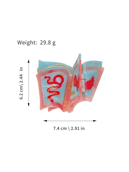 Beau - Printed Book Shape Acetate Hair Claw Clip